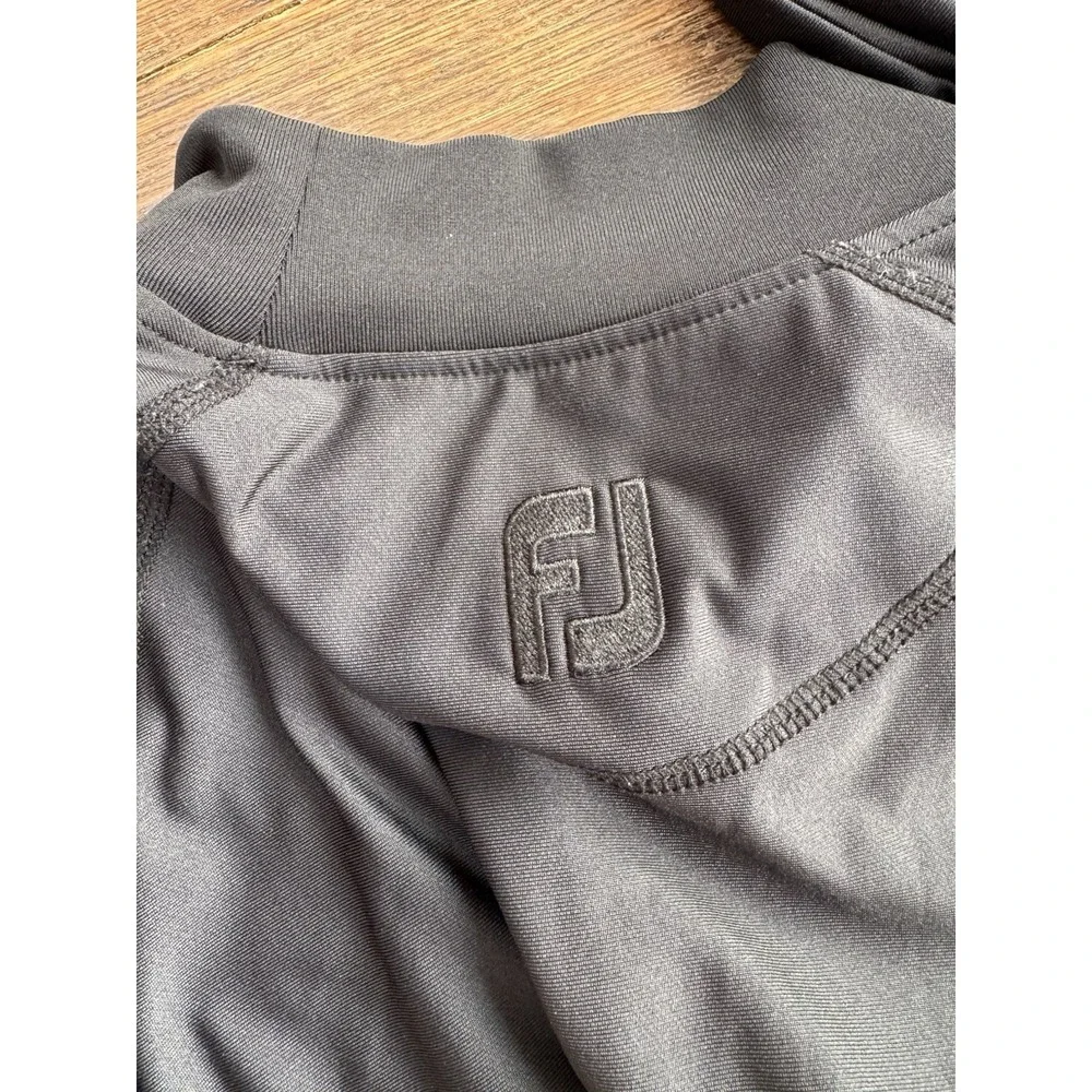 Footjoy Men's Mock Neck Long Sleeve Performance Golf Shirt Black Size Large